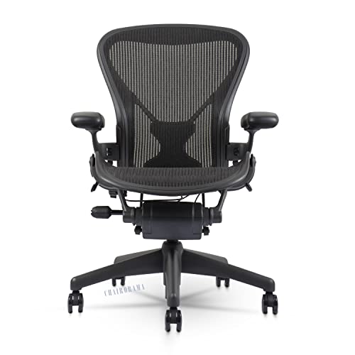 Aeron Chair by Herman Miller - Highly Adjustable Graphite Frame - with PostureFit - Carbon Classic (Medium)