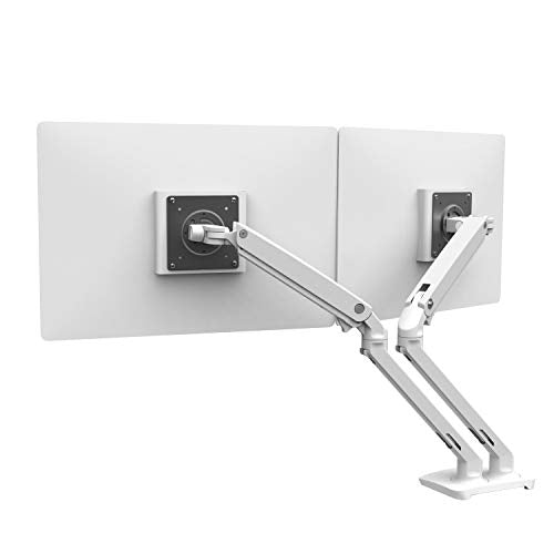 Ergotron – MXV Dual Monitor Arm, VESA Desk Mount – for 2 Monitors Up to 24 Inches, 7 to 20 lbs Each – White