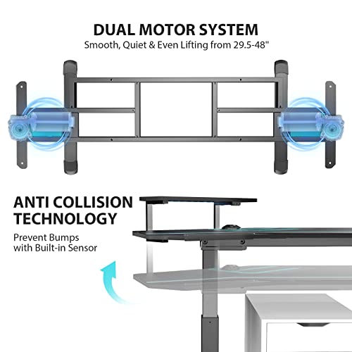 EUREKA ERGONOMIC Standing Desk Keyboard Tray, Wing Shaped, 72'' Large Studio Music Desk, LED Convertible Shelves, Electric Height Adjustable Dual Motor, Gaming Recording Live Stream, Slot Design