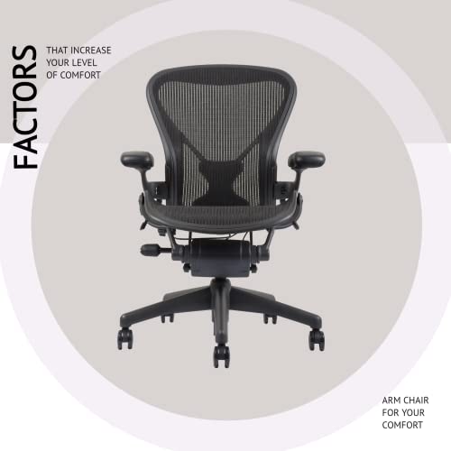 Aeron Chair by Herman Miller - Highly Adjustable Graphite Frame - with PostureFit - Carbon Classic (Medium)