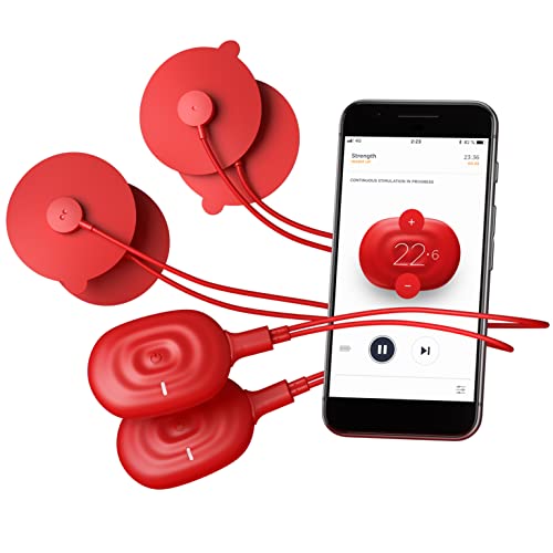 Therabody PowerDot 2.0 Duo - Bluetooth Electrical Muscle Stimulation Device, 2 Smart Wireless NMES & TENS Pods to Improve Recovery Speed and Pain Relief - Remote Controlled Through PowerDot App - Red