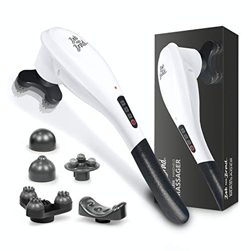 BOB AND BRAD Handheld Massager, Deep Tissue Hand Held Massager Muscle Massage Gun for Back, Neck, Shoulder, Leg, Portable Rechargeable Cordless Electric Body Massager ,Gifts for Women Men