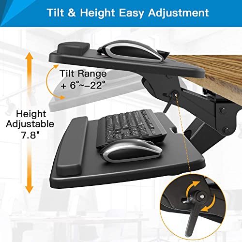 HUANUO Keyboard Tray Under Desk, 360 Adjustable Ergonomic Sliding