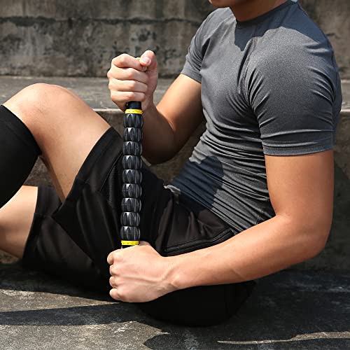 Idson Muscle Roller Stick for Athletes- Body Massage Sticks Tools-Muscle Roller Massager for Relief Muscle Soreness,Cramping and Tightness,Help Legs and Back Recovery,Black Yellow