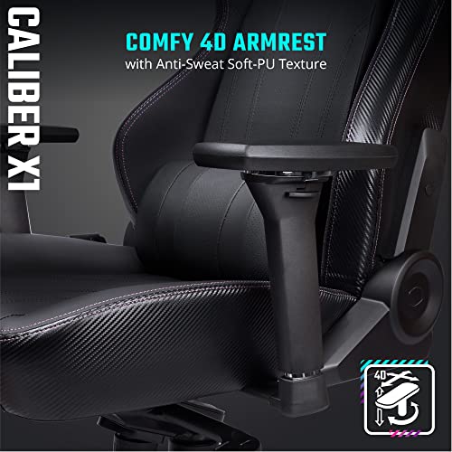 Cooler Master Caliber X1 Gaming Chair for Computer Game, Office and Racing Style Gamer, Comfy Ergonomic 360° Swivel Reclining High Back Chairs with Armrest Backrest Headrest Lumbar Support PU Leather