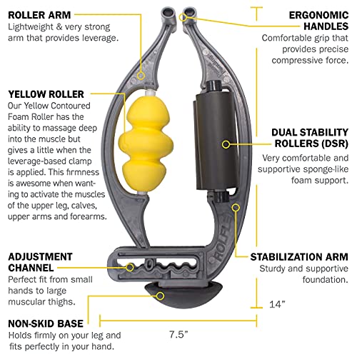 Rolflex Arm & Leg Massager - Forearm & Calf Roller - Tennis & Golfer's Elbow, Carpal Tunnel, Tendonitis, Wrist, Hand, Calf, Foot, & Thigh Relief - Trigger Point - Active & Myofascial Release